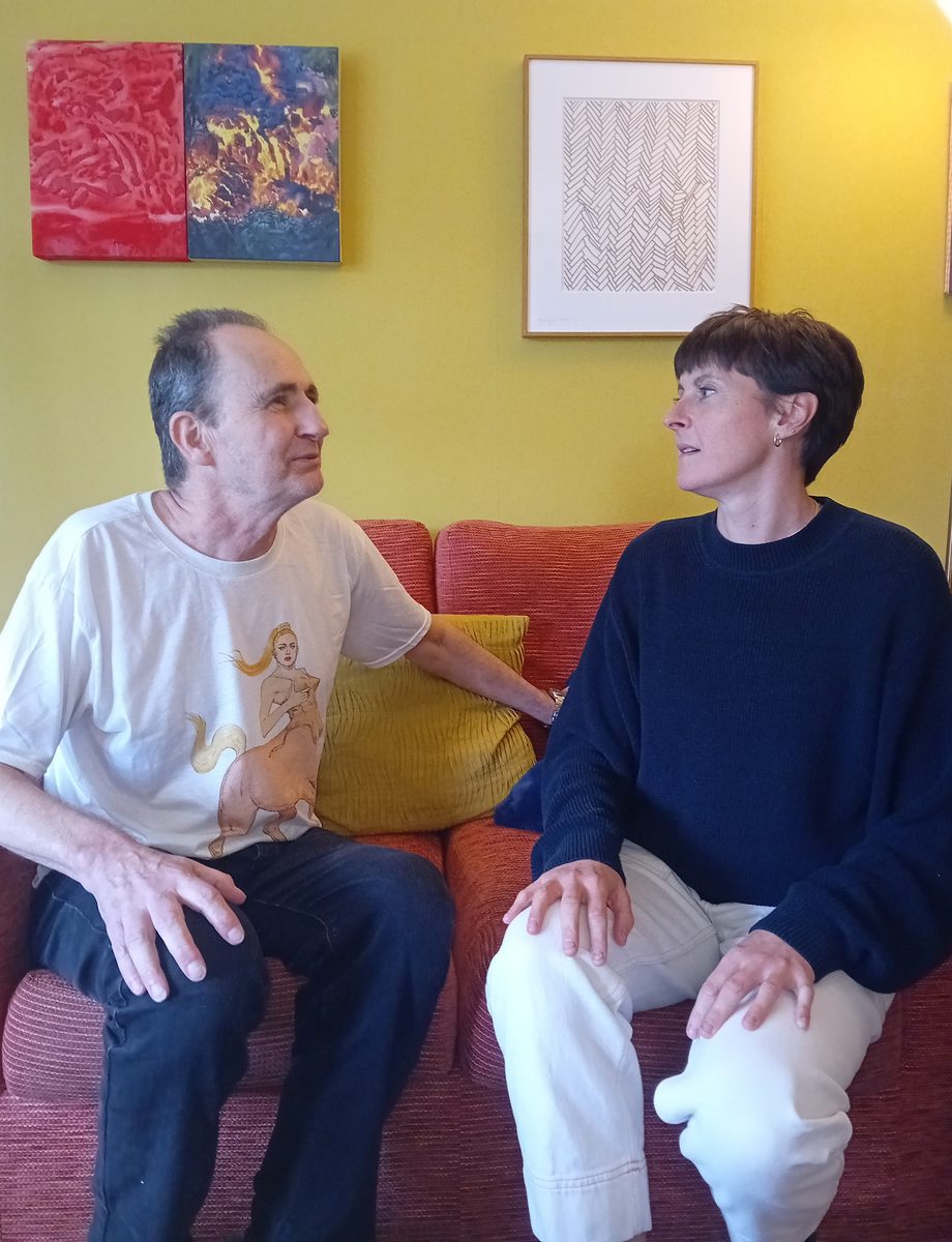 Paul Carey-Kent in conversation with artist Emma Cousin at his home in the New Forest