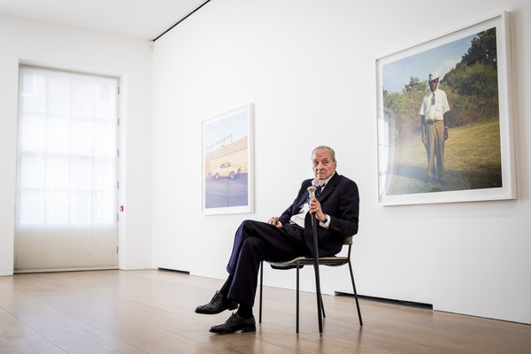 Photographer William Eggleston poses during a photocall for his new exhibition "2 1/4" at David Zwirner on April 10, 2019 in London, England. (April 9, 2019 - Source: 