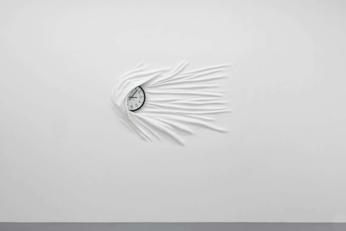 Daniel ARSHAM Sideways clock, 2012Clock, fiberglass, paint, joint compound54 inches x 6.5 feet x 5 1/2 in
