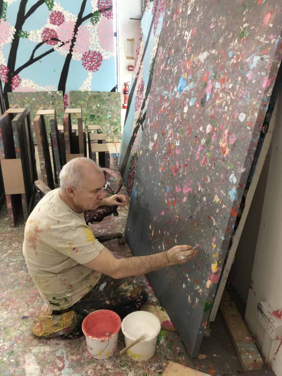 Damien Hirst with the Coast Paintings