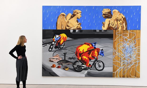  Could just as easily be painted on a wall in London or Cairo … David Salle’s Angels in the Rain (1998) at the Saatchi gallery. Photograph: Andy Rain/EPA