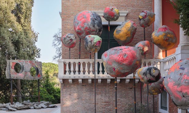 Boulders wearing makeup ... the exterior sculpture of Folly by Phyllida Barlow. Photograph: Ruth Clark/© British Council. Courtesy the artist and Hauser & Wirth