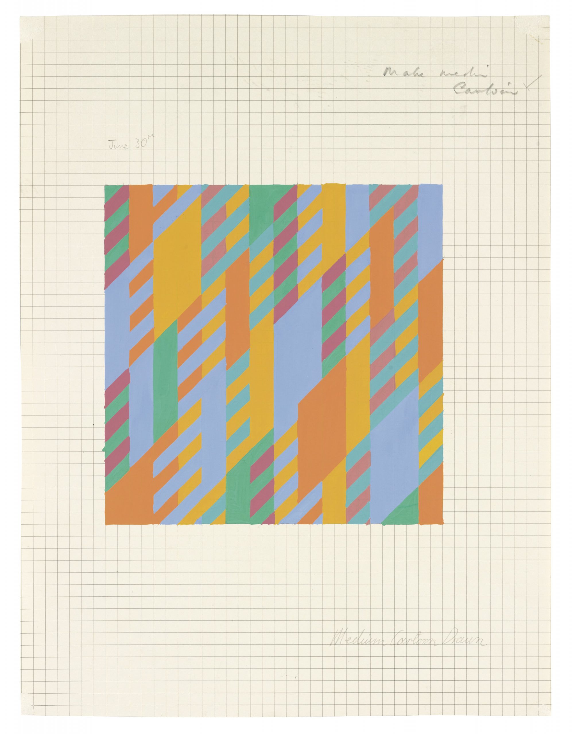 Untitled [towards Fleeting Moment], an exquisite work on paper by Bridget Riley (1986, estimate: £25,000-35,000)