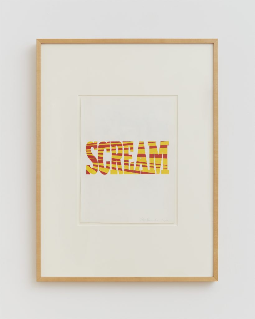 Ed Ruscha Red Yellow Scream, 1964 tempera and pencil on paper 14-3/8" × 10-3/4" (36.5 cm × 27.3 cm) 27-3/4" × 21-3/4" × 1-1/2" (70.5 cm × 55.2 cm × 3.8 cm), frame FAD MAGAZINE