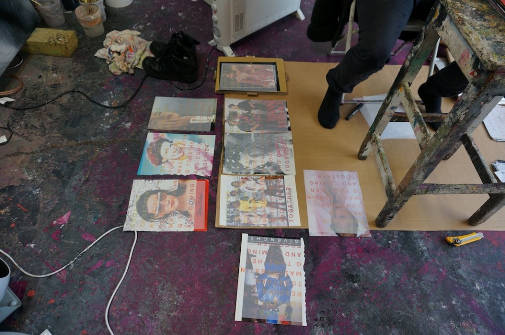  Eddie Peake in his studio, sorting through the edition
