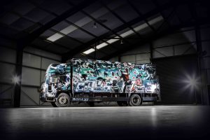A 17-ton truck covered in Banksy artwork is up for auction at the Goodwood Revival sale. FAD magazine