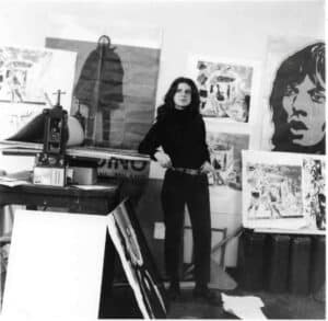 Jacqueline de Jong in her studio at CitéProst, 1968 FAD magazine