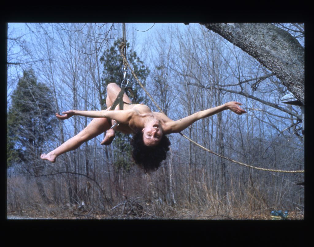 Study for Up to and Including Her Limits, New Paltz, NY, US, 1973, chromogenic print, photograph: Anthony McCall. Courtesy of the estate of Carolee Schneemann, Galerie Lelong & Co., Hales Gallery, and P·P·O·W, New York.