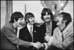 The Beatles at Brian Epstein’s home in Belgravia at the launch of Sgt. Pepper’s Lonely Hearts Club Band. London 1967.