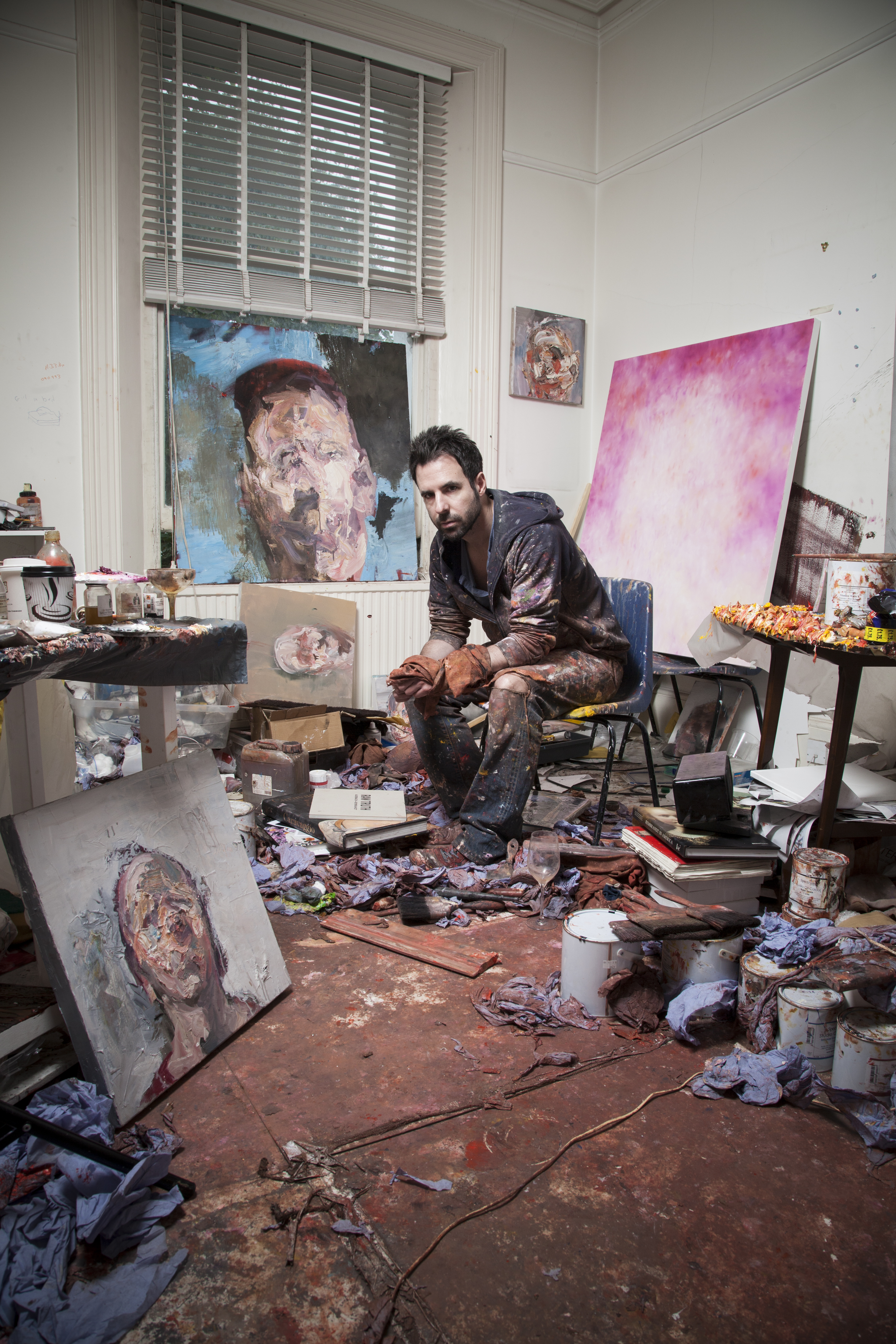 English contemporary artist and painter Antony Micallef photographs taken at his London Studio.