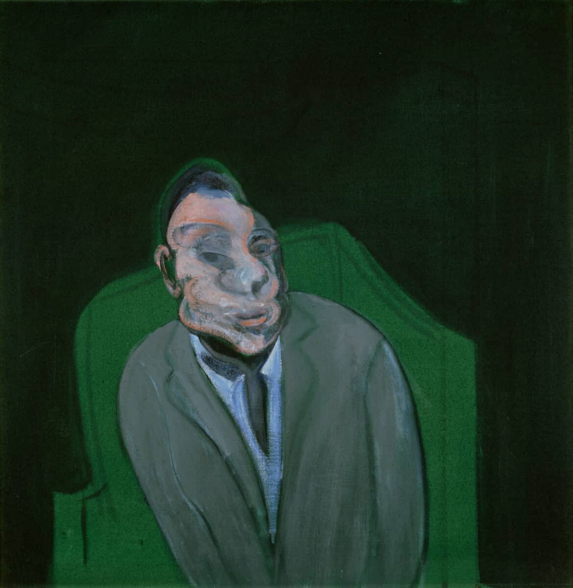 FRANCIS BACON Head of a Man (Self-Portrait), 1960 Oil on canvas 33 9/16 x 33 9/16 in 85.2 x 85.2 cm © Estate of Francis Bacon. All Rights Reserved, DACS 2022 Courtesy Sainsbury Centre, University of East Anglia