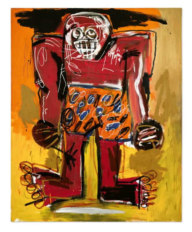 JEAN-MICHEL BASQUIAT (1960-1988) Sugar Ray Robinson acrylic and oilstick on canvas 59.7/8 x 48.1/4 in. (152.1 x 122.6 cm.) Painted in 1982. Estimate on Request