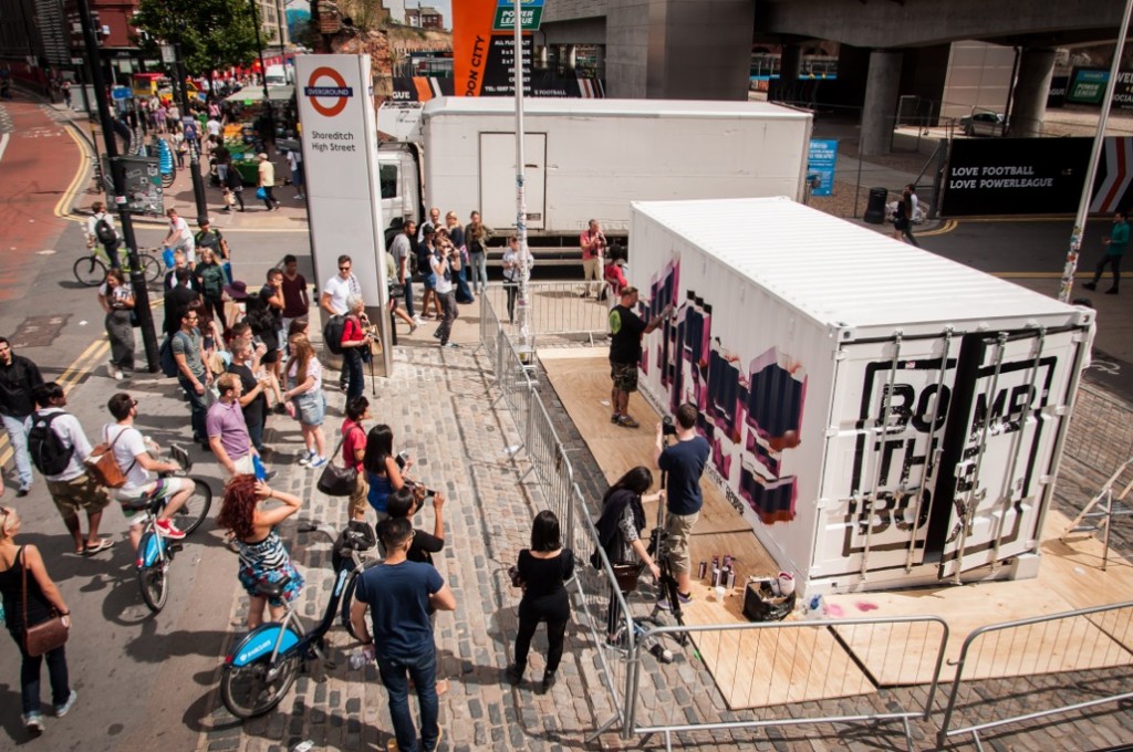 Bomb The Box at Boxpark - UK Graffiti Artist Aroe - 4 August-5