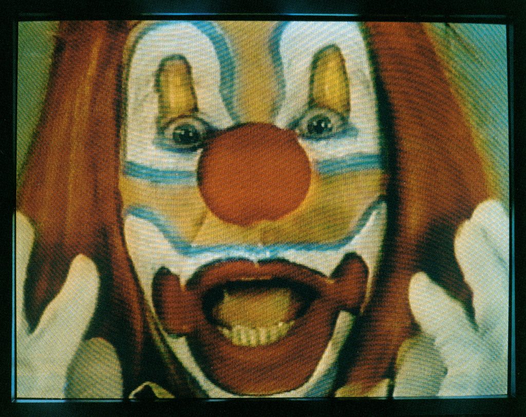Bruce Nauman  Clown Torture 1987  Four channel video with sound (two projections, four monitors), approximately one-hour loop  The Art Institute of Chicago, Watson F. Blair Prize, Wilson L. Mead, and Twentieth-Century Purchase funds; through prior gift of Joseph Winterbotham; gift of Lannan Foundation, 1997.162  © ARS, NY and DACS, London 2020?  FAD magazine 