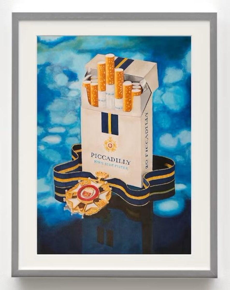 piccadilly cigarettes Dan Mitchell- 'Piccadilly', 2024, at Bel Ami, Los Angeles. Marker pen,  somewhat surprisingly, obsessively recreates 1970's cigarette adverts  without the advertorial text – sort of nostalgic