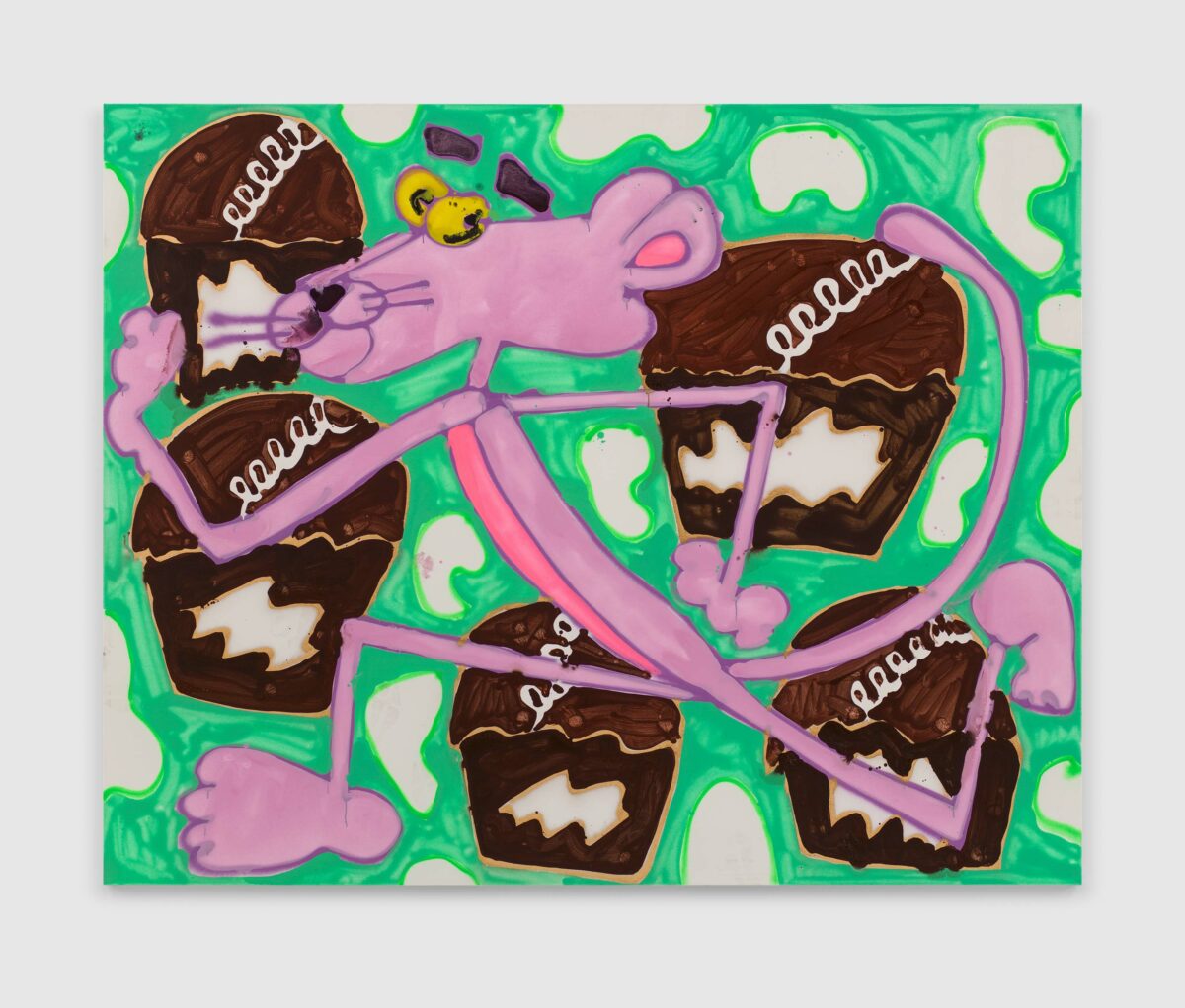 Katherine BernhardtBacterium Run, 2023Acrylic and spray paint on canvas243.8 x 304.8 cm(96 x 120 inches)© Katherine BernhardtCourtesy the artist, David Zwirner, and Canada