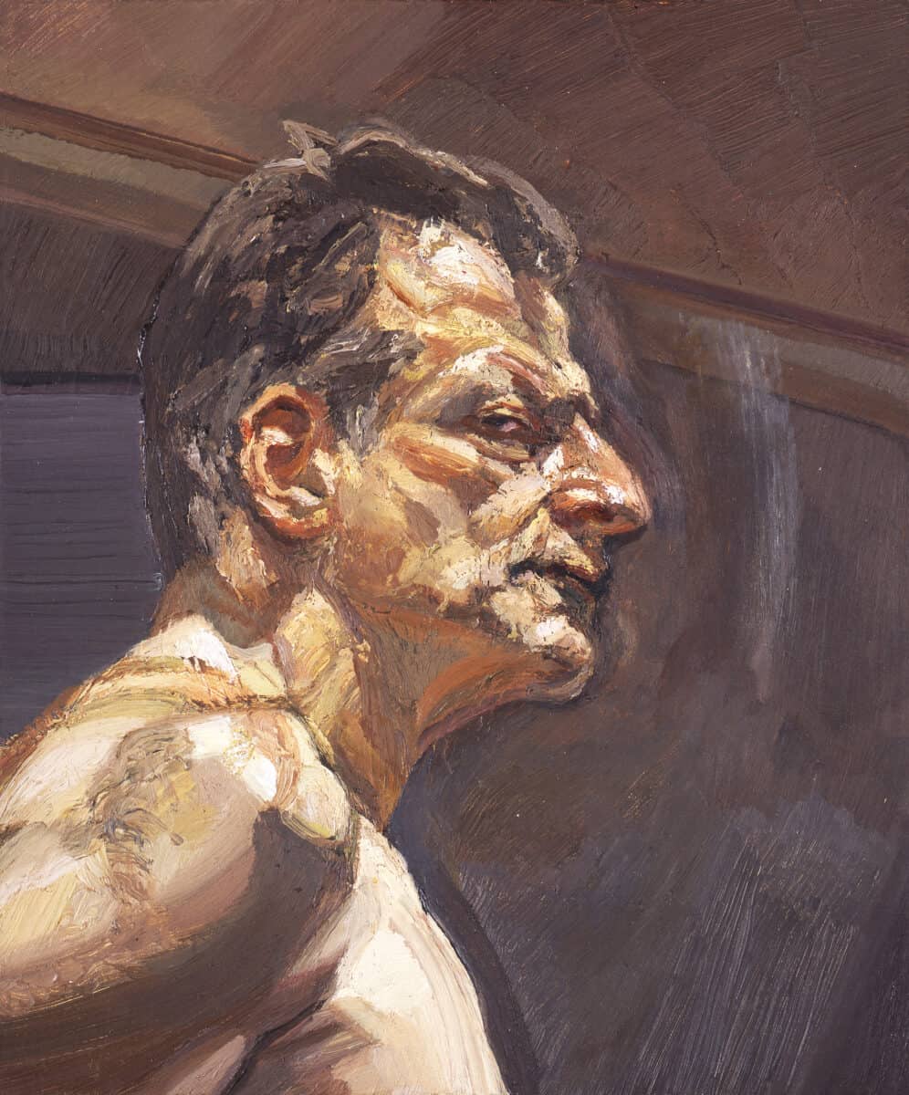 LUCIAN FREUD Reflection (self-portrait), 1981 - 1982 Oil on canvas 12 x 10 in 30.5 x 25.4 cm © The Lucian Freud Archive / Bridgeman Images Photo: Antonia Reeve / National Galleries of Scotland