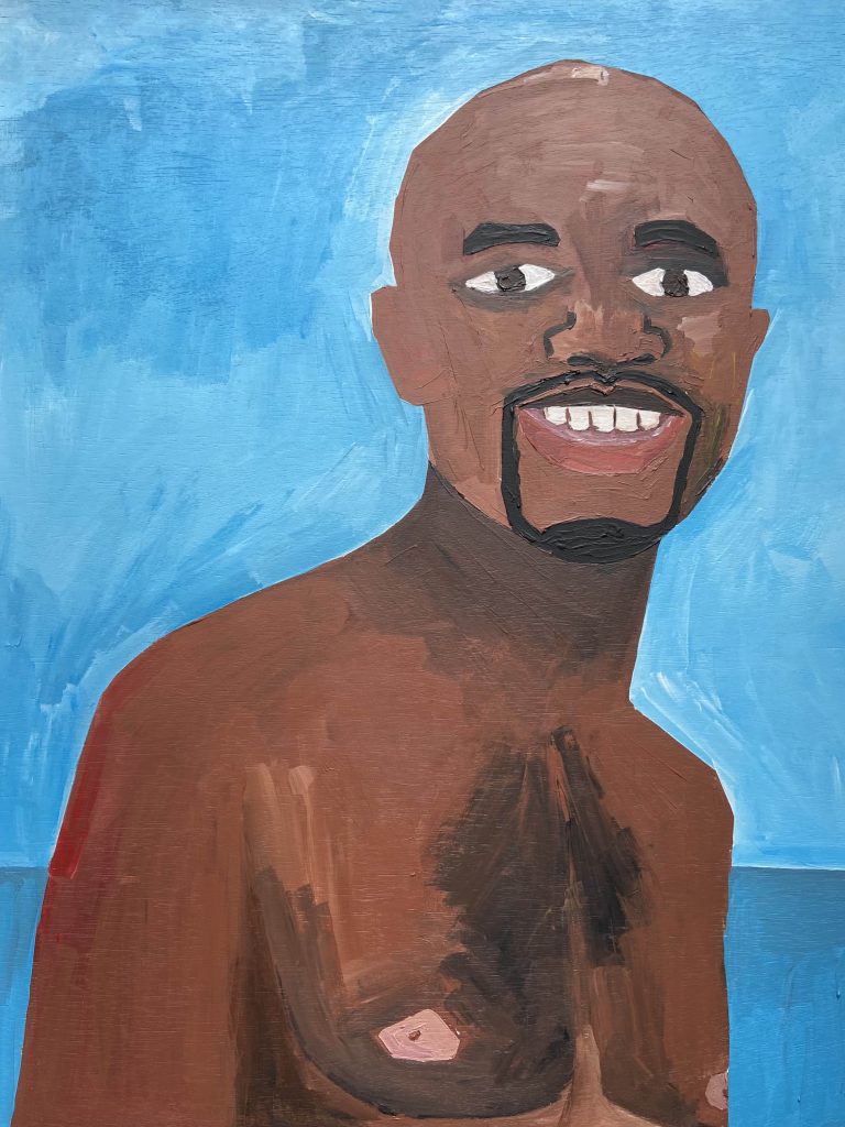 Soimadou Ibrahim-Aliamane, Furaha (Joy), 2020, acrylic on wood, 40cm x 50cm. Price: £350 GBP FAD MAGAZINE