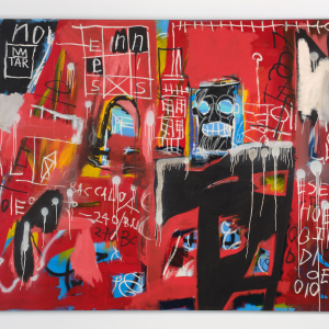 Jean-Michel Basquiat, Untitled, 1982. Acrylic, crayon, and spray paint on canvas, 66 1/8 × 84 1/16 inches. Made possible by Kenneth C. Griffin Collection. Image courtesy of Kenneth C. Griffin. Photo: Pauline Shapiro. Artwork © Estate of Jean-Michel Basquiat. Licensed by Artestar, New York