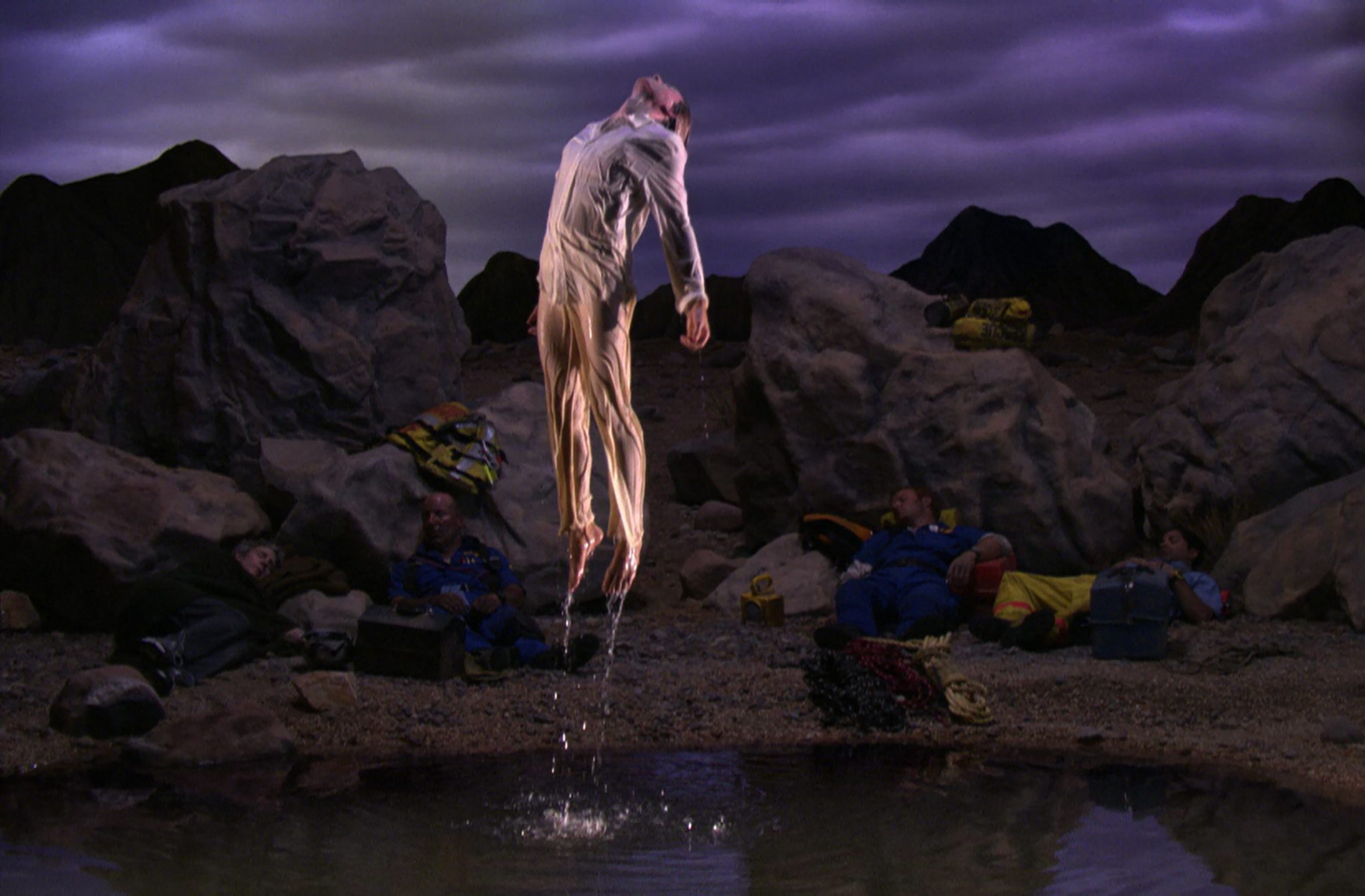 First Light, 2002 Panel 5 of 5 panels from Going Forth By Day (2002) Video/sound installation 34:30 minutes Performers: Melina Bielefelt, Hector Contreras, Weba Garretson, Dan Gerrity, John Hay, Michael Eric Strickland Courtesy Bill Viola Studio © Bill Viola Photo: Kira Perov