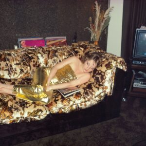 Nan Goldin Shelley on her sofa, New York City (1979) from “The Ballad of Sexual Dependency,” 1973–86, 126 archival pigment prints, in frames, each: 15 3/4 × 11 × 1 1/8 inches (40 × 27.9 × 2.9 cm), overall dimensions variable, edition of 10 © Nan Goldin Courtesy the artist and Gagosian