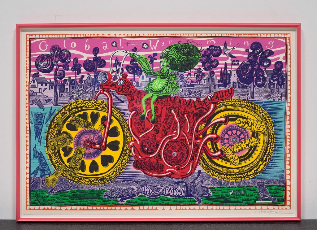 Grayson Perry Selfie with Political Causes, 2018 Estimate: £6,000 - £8,000 FAD MAGAZINE