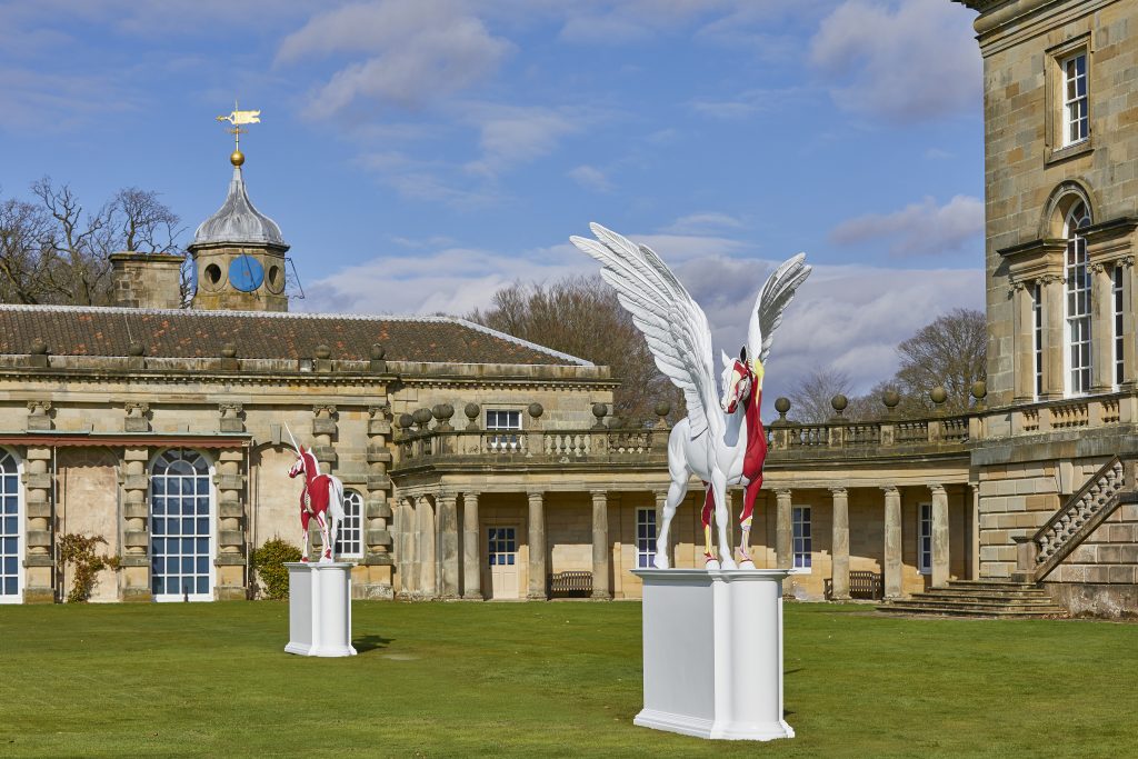 Damien Hirst, Myth and Legend, by the entrance to the hall at HOUGHTON HALL, NORFOLK ©Damien Hirst and Science Ltd. All Rights Reserved, DACS 2018 Photo by Pete Huggins FAD MAGAZINE
