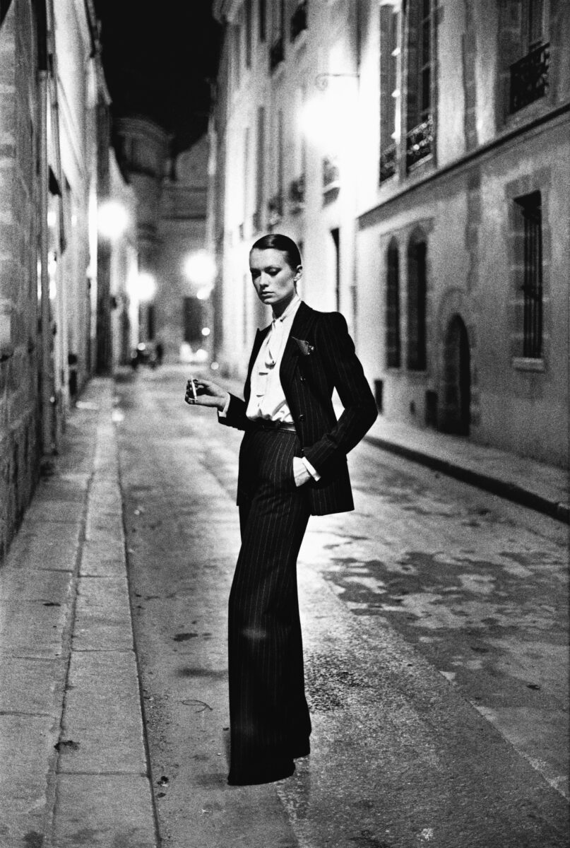 Helmut Newton Yves Saint Laurent, Rue Aubriot, French Vogue, 1975ParisFrame 45.5 x 37 cm 