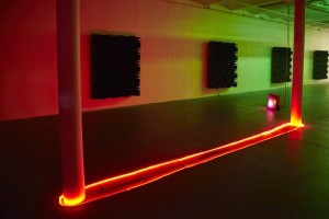 Haroon Mirza, Preoccupied Waveforms, 2012, Courtesy the artist, New Museum, New York. Photo Jesse Untracht Oakner