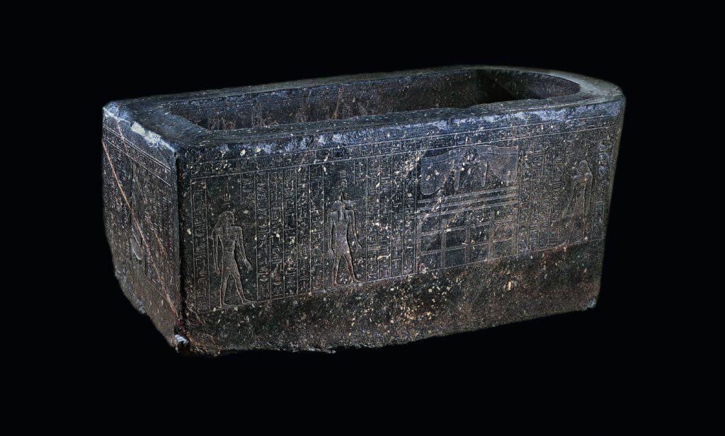 ‘The Enchanted Basin’. Sarcophagus of Hapmen, black granite. al-Hawd al-Marsud, Egypt, 26th Dynasty, 600 BC. © The Trustees of the British Museum