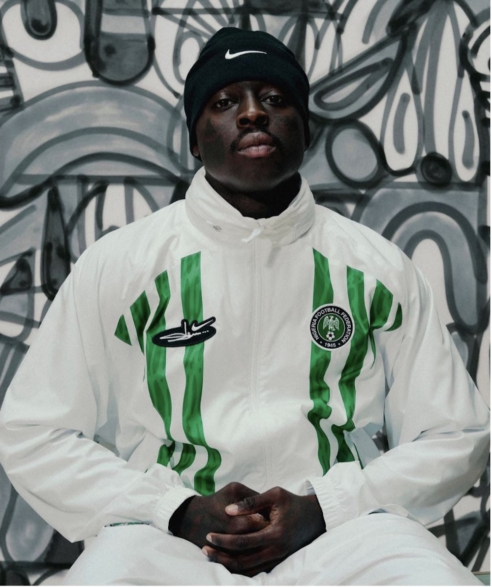 Olaolu Slawn wearing the Nike Nigerian national team football kit
