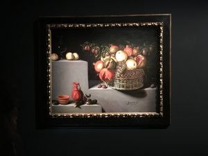 Still life with a basket and plates of fruit, 1629 Juan van der Hamn y Leon Colnaghi Gallery