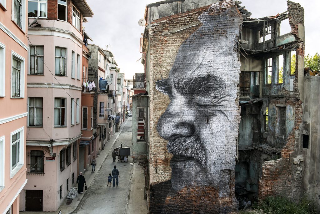 JR, “The Wrinkles of the City, Kadir an, Turkey”, 2015 Colour photograph, mat plexiglas, aluminium, wood 180 x 270 cm ©JR-ART.NET Courtesy Galerie Perrotin