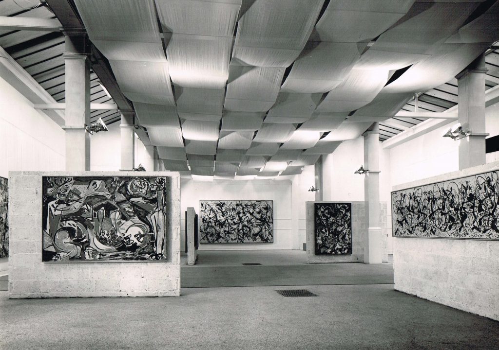 Staging Jackson Pollock 4 September 2018 –24 March 2019 Press ImagesJackson Pollock (1912 –1956)Summertime: Number 9A1948Oil paint, enamel paint and commercial paint on canvas©Tate, London 2018 Jackson Pollock (1912 –1956)Installation view of Jackson Pollock exhibition1958Installation view © Whitechapel GalleryJackson Pollock (1912 –1956)Installation view of Jackson Pollock exhibition1958Installation view © Whitechapel Gallery