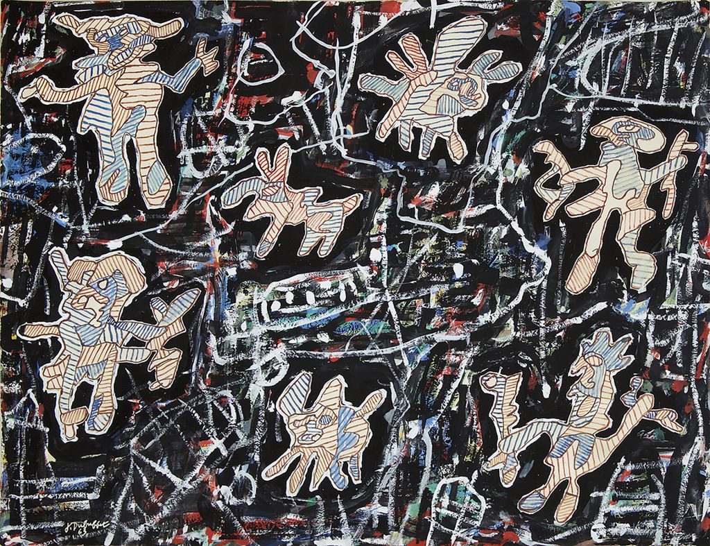 Jean Dubuffet, La chasse au biscorne (EG 77) 19 aou?t 1963, 1963, 57.7 x 75.2 cm Courtesy Waddington Custot © Fondation Dubuffet/ADAGP, Paris