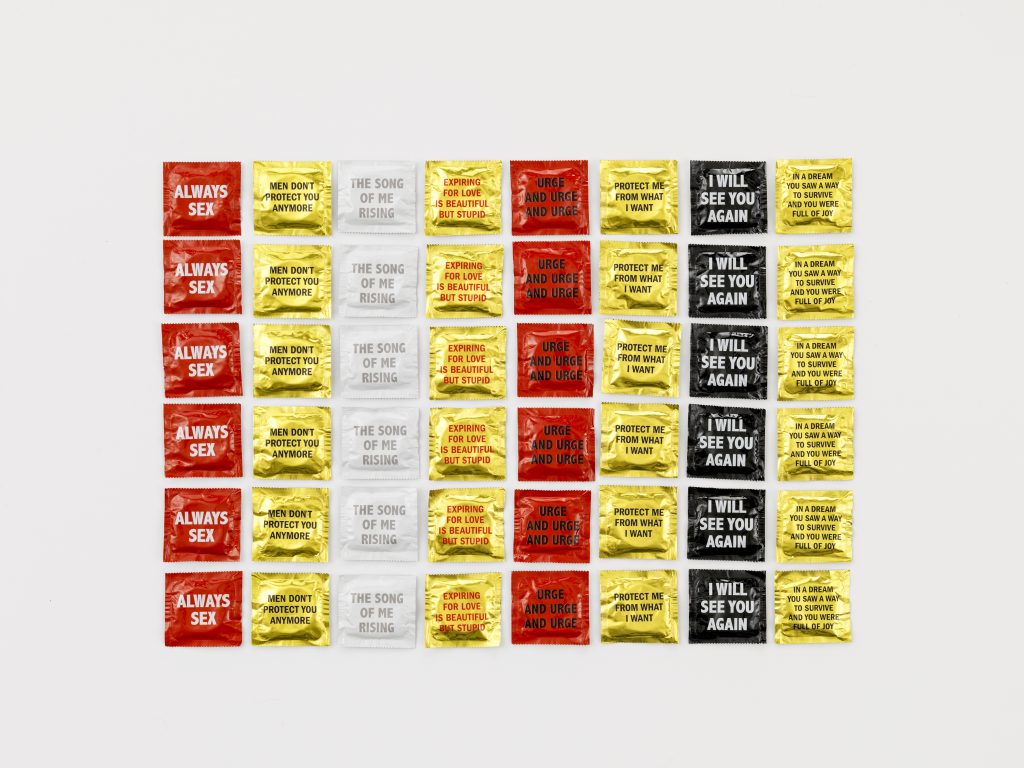 Jenny-Holzer_URGE_condoms-arranged- FAD MAGAZINE