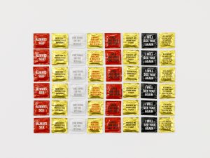 Jenny-Holzer_URGE_condoms-arranged- FAD MAGAZINE