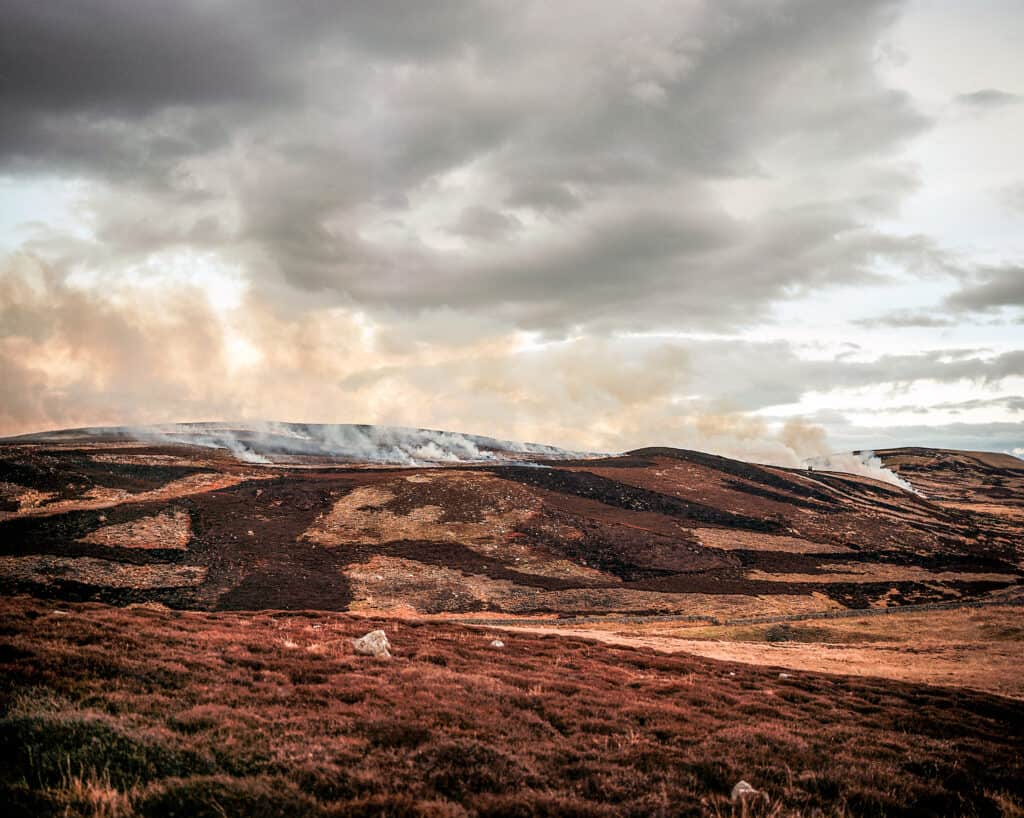 © Joanne Coates, Grouse Moor, Heather Burning, from the series The Lie of the Land, 2022, originally commissioned through the Jerwood/Photoworks Awards 4. 