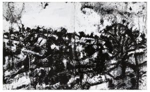 John Virtue, Landscape No.174 (1990 - 1992), acrylic, emulsion, charcoal, gouache, pencil, black ink, shellac on board. 181 x 298cm, Courtesy of Albion Barn