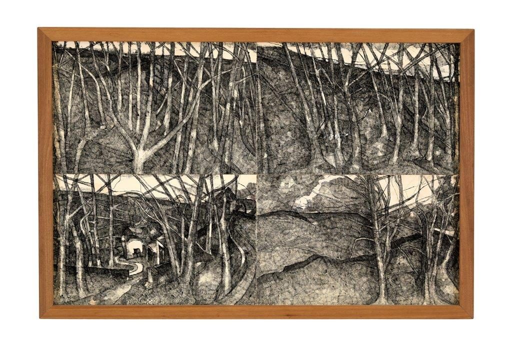 John Virtue, Landscape No.43 (1986-87), black ink, shellac, gouache on paper, laid on board, 147 x 220 cm, Courtesy of Albion Barn