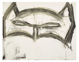 Joyce Pensato Margate Batman (2019) Edition of 125 2 colour lithograph on Somerset Tub Sized Satin White 410gsm. Produced by Counter Studio, Margate. 76 x 60 cm (29.9 x 23.6 in) Signed and dated by the artist © Joyce Pensato Courtesy of CounterEditions.com