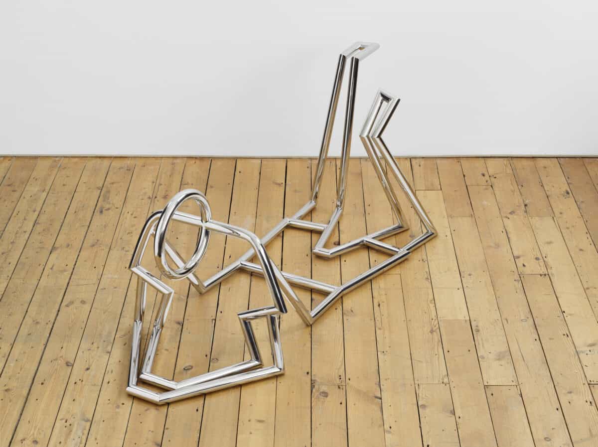 Julian OpieFigure 2, position 4.2022Polished stainless steel63 x 59 x 166 cm (h x w x l)OPIE-2022-4807/9404UniqueCourtesy LissonGallery