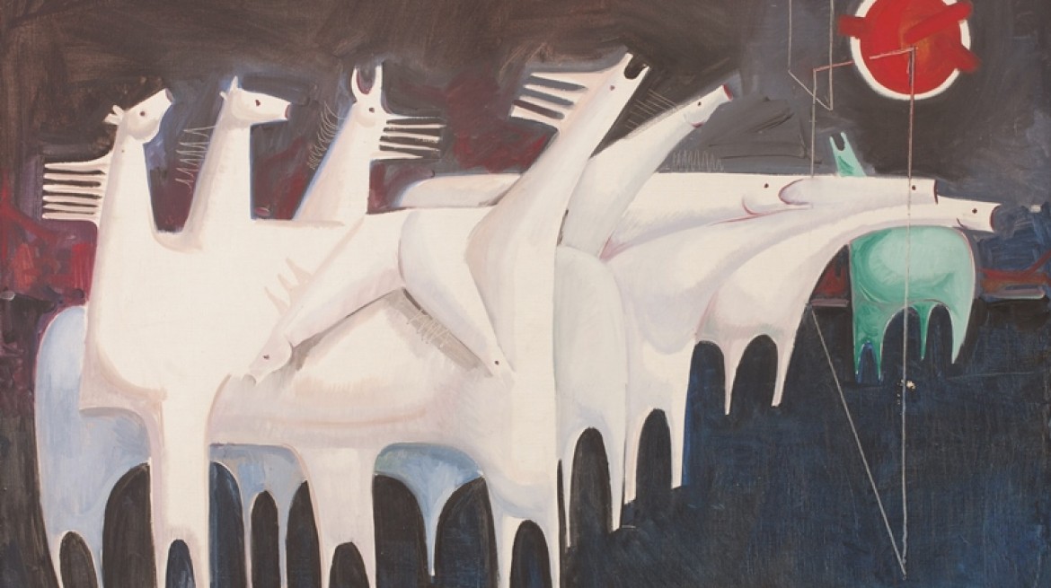 Kadhim-Hayder-Fatigued-Ten-Horses-Converse-with-Nothing-1965-Oil-on-canvas-1170x655