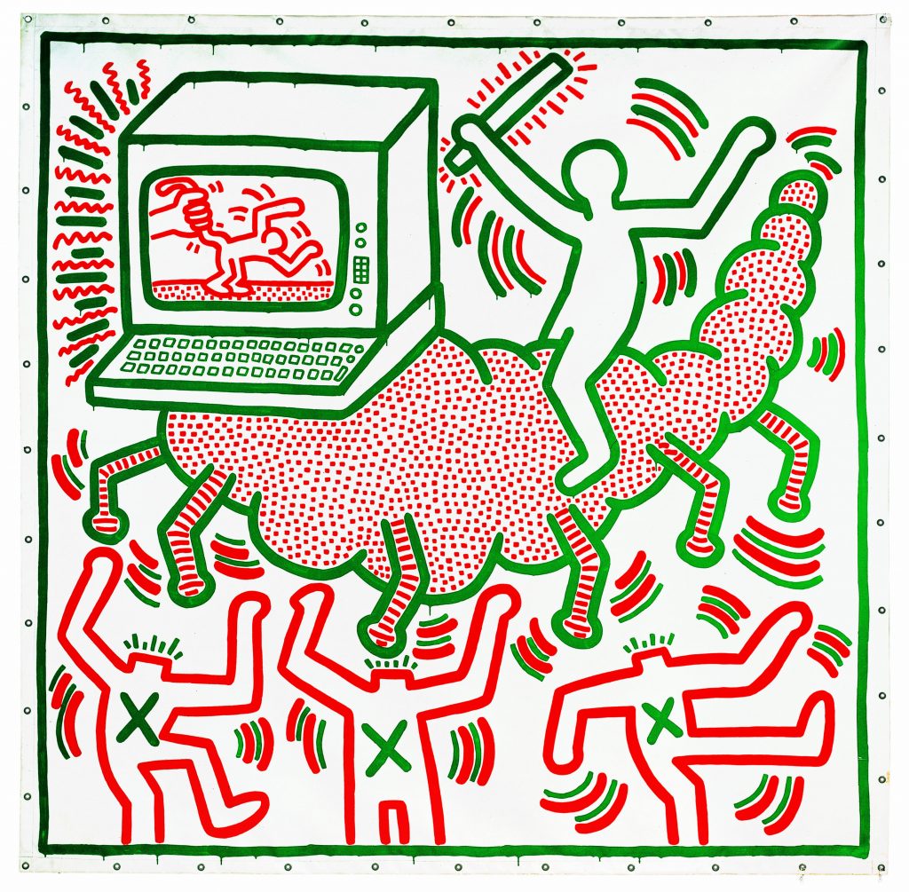 Keith Haring, 1958–1990 Untitled 1983 Vinyl paint on tarpaulin 3068 x 3020 mm Collection of KAWS