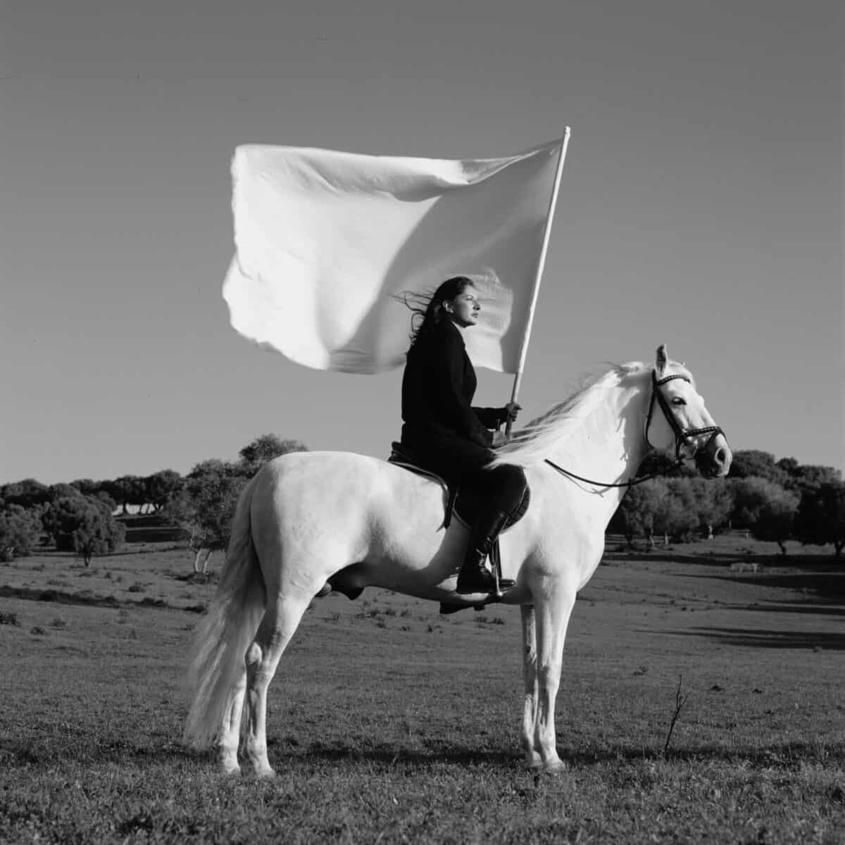 Marina Abramovi?, The Hero, 2001. Single Channel Video (black and white, sound); 14 minutes, 19 seconds. Courtesy of the Marina Abramovi? Archives. © Marina Abramovic