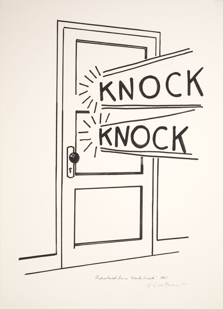 Roy Lichtenstein, Knock, Knock Poster, 1975 Line-cut, in black, on Arches paper, 65.4 x 47.6cm © Estate of Roy Lichtenstein/DACS/Artimage 2018