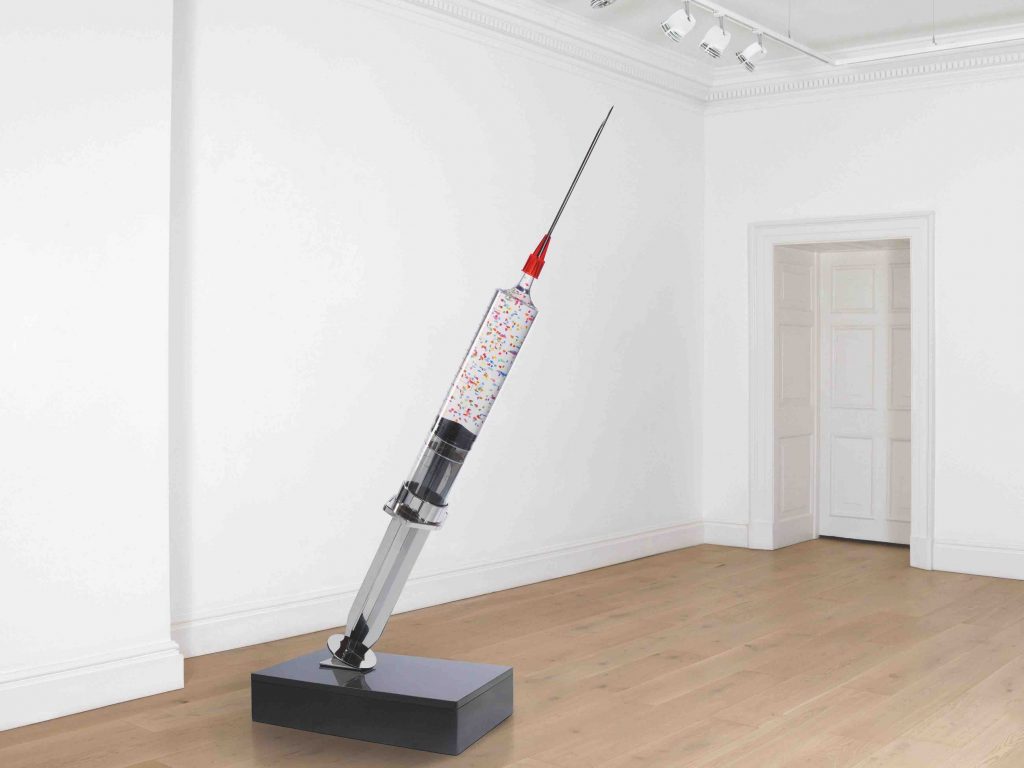 Mauro Perucchetti, Love Serum, 2020, edition of 6, polished stainless steel, acrylic and urethane resin, on granite base, 186 x 143 x 80 cm. Price: £120,000.00 + VAT GBP FAD MAGAZINE