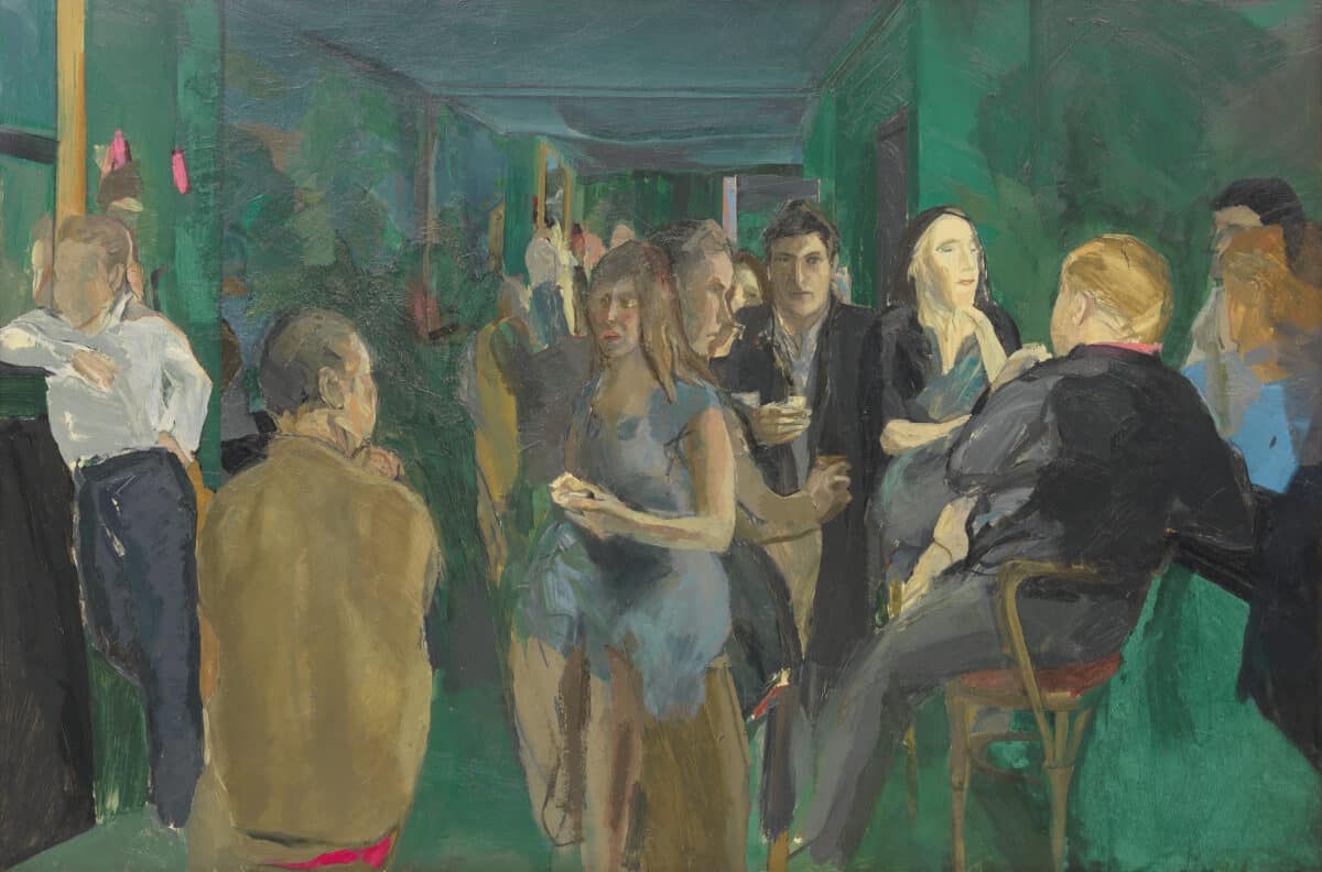 MICHAEL ANDREWS The Colony Room I, 1962 Oil on board 48 x 71 15/16 in 121.9 x 182.8 cm Pallant House Gallery, Chichester, Wilson Gift through Art Fund (2006) © The estate of Michael Andrews / Tate Photo: Mike Bruce Courtesy Gagosian