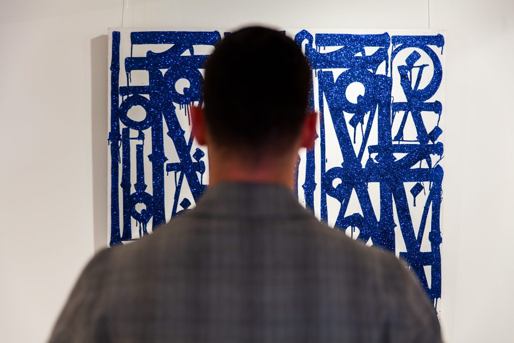 FAD MAGAZINE Retna’s Los Ne El Barrio; an abstract lettered painting finished with a rare blue diamond dust