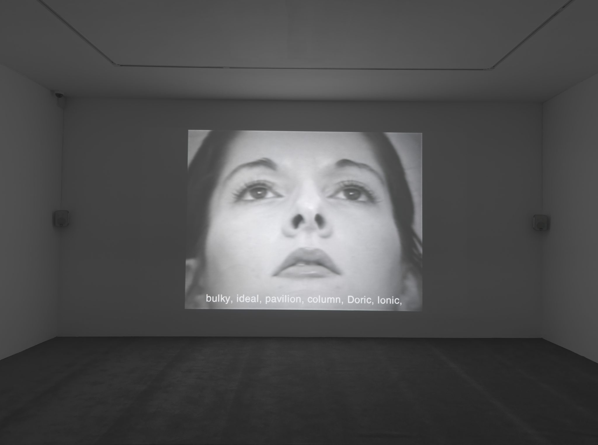 Marina Abramovic Freeing the Memory, 1975 (performance) 1 Single channel video artwork, black and white with sound. Footage from the 1.5 hour performance in 1975, at the Daci_ Gallery, Tu_bingen 12745.7 cm loop 50:18 (loop